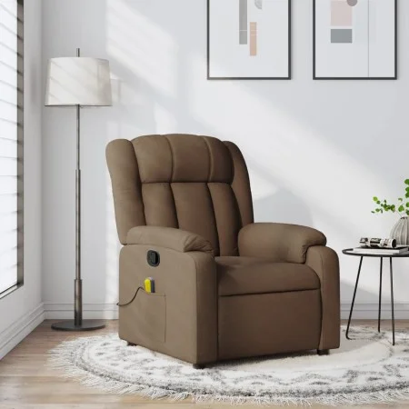 Sillón reclinable con masaje de tela marrón by , Armchairs - Ref: Foro24-373590, Price: 236,87 €, Discount: %