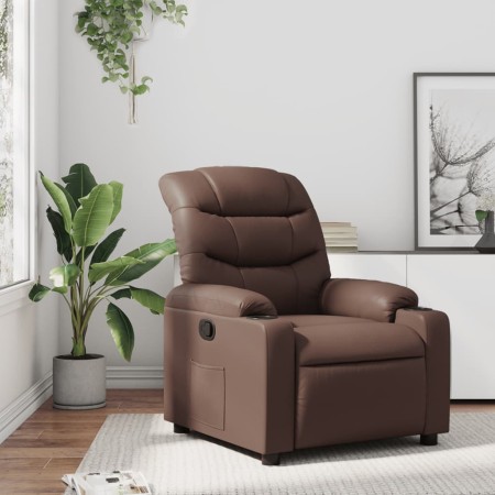 Sillón reclinable de cuero sintético marrón de , Sillones - Ref: Foro24-374135, Precio: 210,78 €, Descuento: %