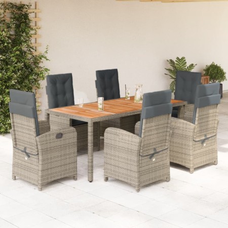 Set comedor jardín 7 pzas y cojines ratán sintético gris en Conjuntos de jardín | Comprar online en Foru.es