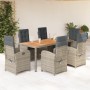 Set comedor jardín 7 pzas y cojines ratán sintético gris en Conjuntos de jardín | Comprar online en Foru.es