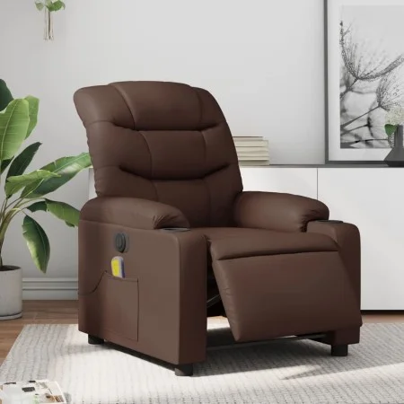 Sillón de masaje reclinable eléctrico cuero sintético marrón by , Armchairs - Ref: Foro24-3206594, Price: 301,82 €, Discount: %