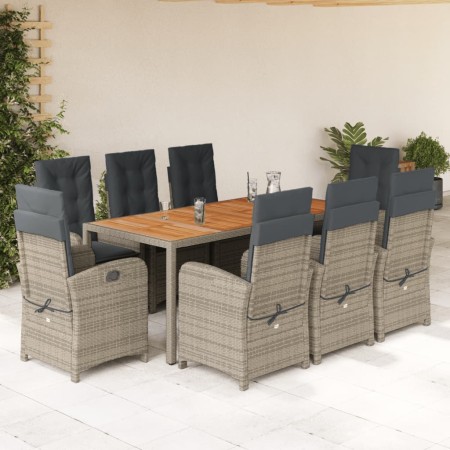 Set comedor jardín 9 pzas y cojines ratán sintético gris en Conjuntos de jardín | Comprar online en Foru.es