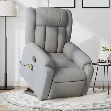 Sillón de masaje reclinable de pie de tela gris claro by , Armchairs - Ref: Foro24-3205328, Price: 305,23 €, Discount: %