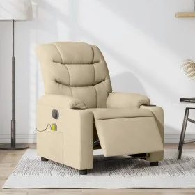 Sillón reclinable de masaje eléctrico tela color crema de , Sillones - Ref: Foro24-3206644, Precio: 313,97 €, Descuento: %