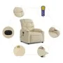 Sillón reclinable de masaje eléctrico tela color crema de , Sillones - Ref: Foro24-3206644, Precio: 313,97 €, Descuento: %