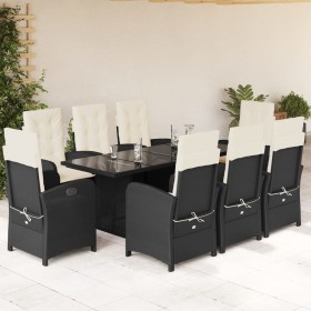 Set de comedor de jardín 9 pzas y cojines ratán sintético negro en Conjuntos de jardín | Comprar online en Foru.es