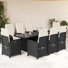 Set de comedor de jardín 9 pzas y cojines ratán sintético negro en Conjuntos de jardín | Comprar online en Foru.es