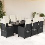 Set de comedor de jardín 9 pzas y cojines ratán sintético negro en Conjuntos de jardín | Comprar online en Foru.es