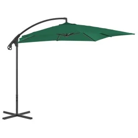 Sombrilla voladiza con poste de acero 250x250 cm verde de vidaXL, Sombrillas - Ref: Foro24-44877, Precio: 99,11 €, Descuento: %
