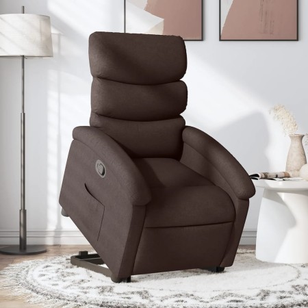 Sillón reclinable elevable tela marrón oscuro de , Sillones - Ref: Foro24-3203983, Precio: 256,07 €, Descuento: %