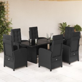 Set de comedor de jardín 7 pzas y cojines ratán sintético negro en Conjuntos de jardín | Comprar online en Foru.es