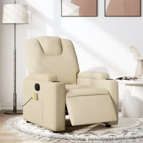 Sillón reclinable de masaje eléctrico tela color crema de , Sillones - Ref: Foro24-3204365, Precio: 288,04 €, Descuento: %