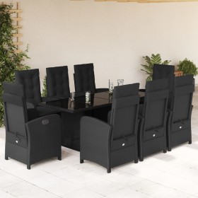 Set de comedor de jardín 9 pzas y cojines ratán sintético negro en Conjuntos de jardín | Comprar online en Foru.es