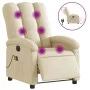 Sillón reclinable de masaje eléctrico tela color crema de , Sillones - Ref: Foro24-3204089, Precio: 257,54 €, Descuento: %