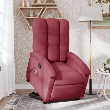 Sillón reclinable de masaje elevable tela rojo tinto de , Sillones - Ref: Foro24-3204107, Precio: 271,78 €, Descuento: %