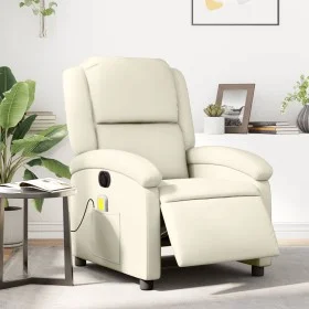 Sillón de masaje reclinable eléctrico cuero sintético crema de , Sillones - Ref: Foro24-3204220, Precio: 264,20 €, Descuento: %