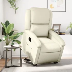 Sillón reclinable elevable eléctrico de cuero sintético crema de , Sillones - Ref: Foro24-3204241, Precio: 334,19 €, Descuent...