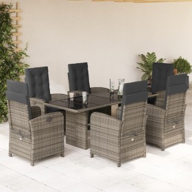 Set comedor jardín 7 pzas y cojines ratán sintético gris en Conjuntos de jardín | Comprar online en Foru.es