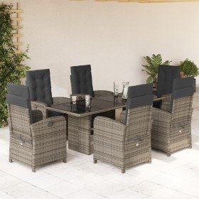 Set comedor jardín 7 pzas y cojines ratán sintético gris en Conjuntos de jardín | Comprar online en Foru.es