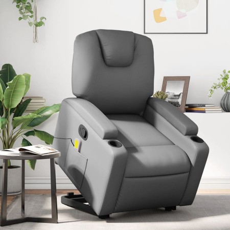 Sillón reclinable de masaje de pie cuero artificial gris de , Sillones - Ref: Foro24-3204440, Precio: 301,97 €, Descuento: %