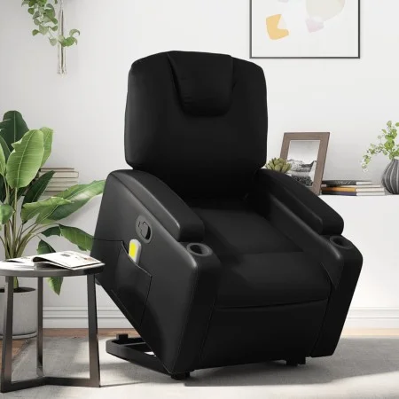 Sillón reclinable de masaje de pie cuero artificial negro by , Armchairs - Ref: Foro24-3204437, Price: 302,95 €, Discount: %