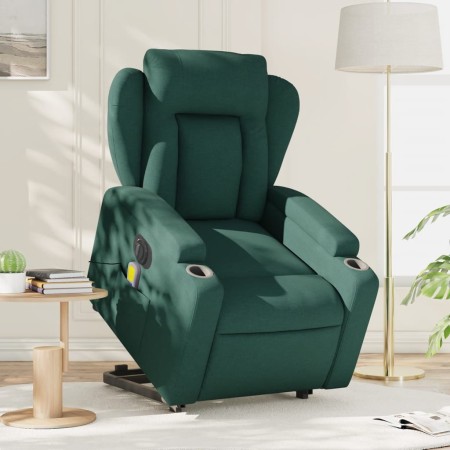 Sillón masaje eléctrico reclinable elevable tela verde oscuro de , Sillones - Ref: Foro24-3204524, Precio: 362,02 €, Descuent...