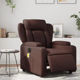 Sillón de masaje reclinable eléctrico cuero sintético marrón de , Sillones - Ref: Foro24-3204539, Precio: 292,19 €, Descuento: %
