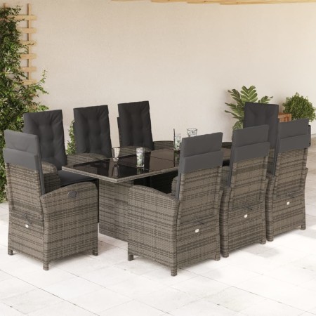 Set comedor jardín 9 pzas y cojines ratán sintético gris en Conjuntos de jardín | Comprar online en Foru.es