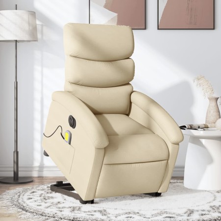Sillón de masaje eléctrico reclinable elevable tela crema de , Sillones - Ref: Foro24-3204023, Precio: 351,46 €, Descuento: %