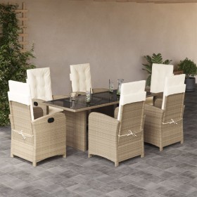 Set comedor de jardín 7 pzas con cojines ratán sintético beige en Conjuntos de jardín | Comprar online en Foru.es