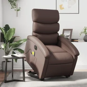Sillón de masaje elevable eléctrico cuero sintético marrón de , Sillones - Ref: Foro24-3204063, Precio: 336,74 €, Descuento: %