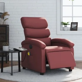 Sillón de masaje reclinable de cuero artificial rojo tinto de , Sillones - Ref: Foro24-3204037, Precio: 246,72 €, Descuento: %