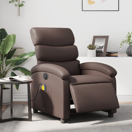 Sillón de masaje reclinable eléctrico cuero sintético marrón de , Sillones - Ref: Foro24-3204035, Precio: 247,74 €, Descuento: %