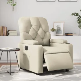 Sillón reclinable eléctrico de cuero sintético crema de , Sillones - Ref: Foro24-3204759, Precio: 251,01 €, Descuento: %