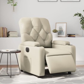 Sillón reclinable eléctrico de cuero sintético crema de , Sillones - Ref: Foro24-3204759, Precio: 254,69 €, Descuento: %
