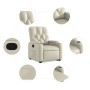 Sillón reclinable elevable cuero artificial color crema de , Sillones - Ref: Foro24-3204773, Precio: 278,60 €, Descuento: %