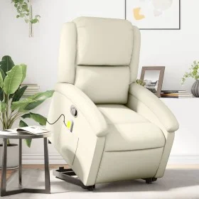 Sillón reclinable de masaje de pie cuero artificial color crema de , Sillones - Ref: Foro24-3204234, Precio: 297,27 €, Descue...