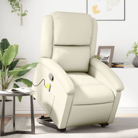 Sillón reclinable de masaje de pie cuero artificial color crema de , Sillones - Ref: Foro24-3204234, Precio: 284,25 €, Descue...