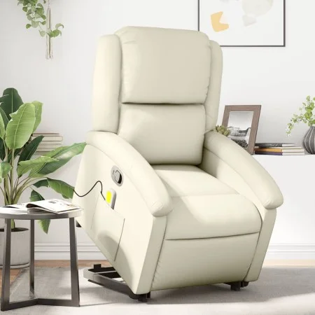 Sillón reclinable de masaje de pie cuero artificial color crema de , Sillones - Ref: Foro24-3204234, Precio: 297,27 €, Descue...