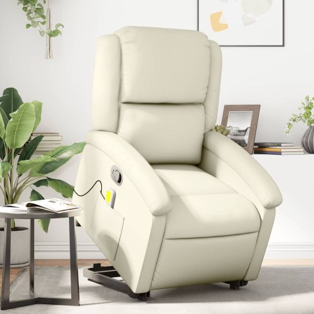 Sillón reclinable de masaje de pie cuero artificial color crema de , Sillones - Ref: Foro24-3204234, Precio: 284,25 €, Descue...