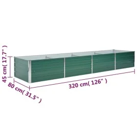 Arriate de jardín de acero galvanizado verde 320x80x45 cm de vidaXL, Maceteros y jardineras - Ref: Foro24-44847, Precio: 73,5...