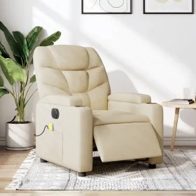 Sillón reclinable de masaje eléctrico tela color crema de , Sillones - Ref: Foro24-3204593, Precio: 284,41 €, Descuento: %