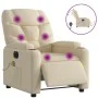 Sillón reclinable de masaje eléctrico tela color crema de , Sillones - Ref: Foro24-3204593, Precio: 284,41 €, Descuento: %