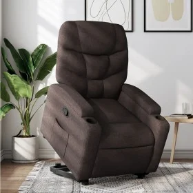 Sillón reclinable elevable tela marrón oscuro de , Sillones - Ref: Foro24-3204601, Precio: 281,95 €, Descuento: %