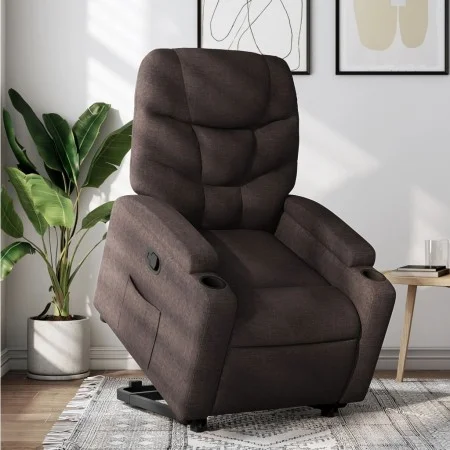 Sillón reclinable elevable tela marrón oscuro de , Sillones - Ref: Foro24-3204601, Precio: 281,95 €, Descuento: %