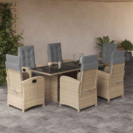 Set comedor de jardín 7 pzas con cojines ratán sintético beige en Conjuntos de jardín | Comprar online en Foru.es