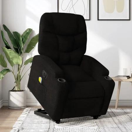 Sillón de masaje eléctrico reclinable elevable tela negro de , Sillones - Ref: Foro24-3204634, Precio: 338,63 €, Descuento: %