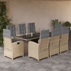 Set comedor de jardín 9 pzas con cojines ratán sintético beige en Conjuntos de jardín | Comprar online en Foru.es