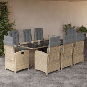 Set comedor de jardín 9 pzas con cojines ratán sintético beige en Conjuntos de jardín | Comprar online en Foru.es