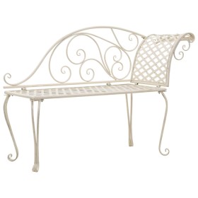 Banco tumbona de jardín de acero blanco envejecido 128 cm de vidaXL, Bancos de jardín - Ref: Foro24-45431, Precio: 144,03 €, ...